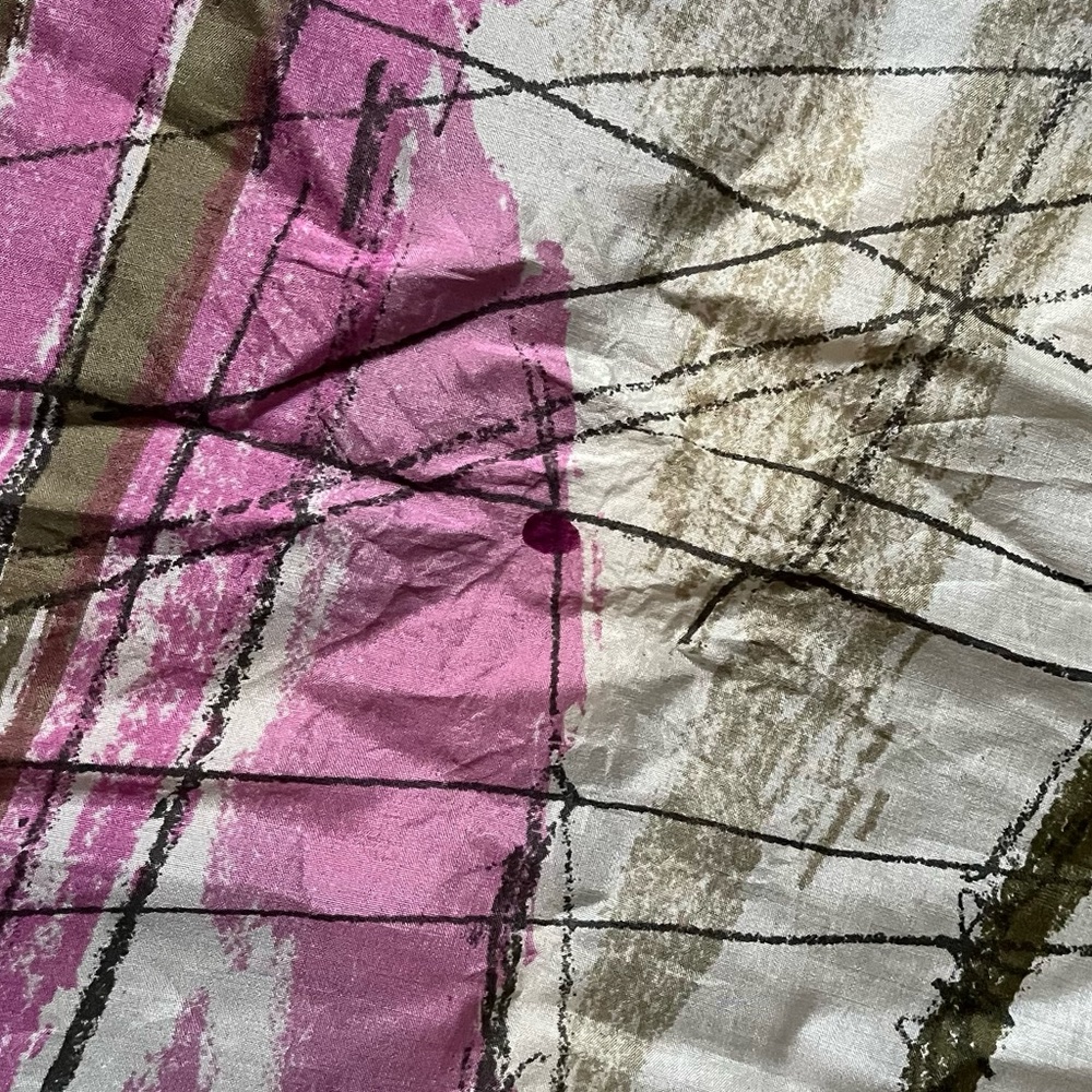 VERA NEUMANN vintage Pink and Green Scenic Print Scarf-/- rare landscape! - Picture 9 of 10